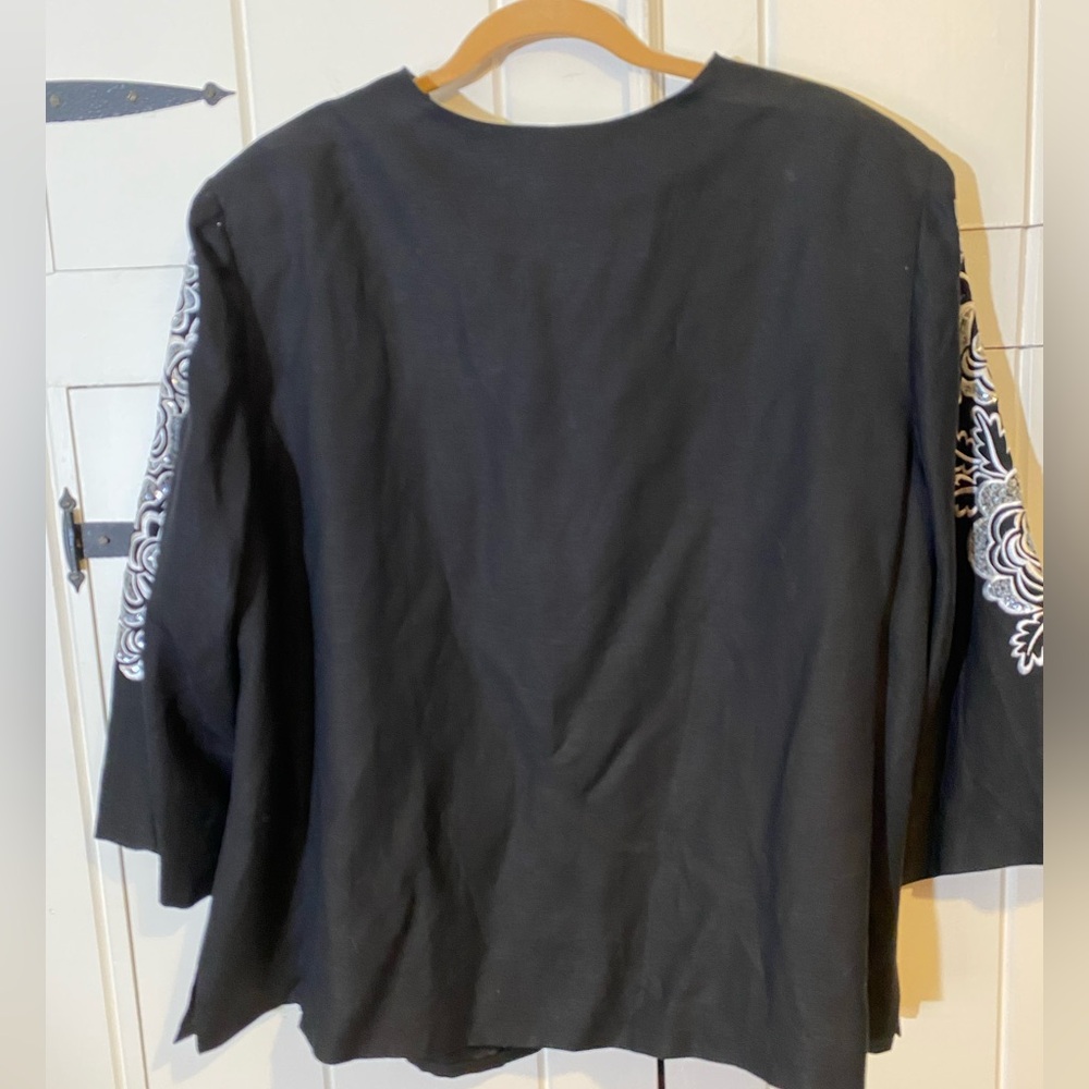 Vintage Bob Mackie Wearable Art Jacket. Embroidered Sleeves. Hook & Eye Closure - Picture 7 of 8